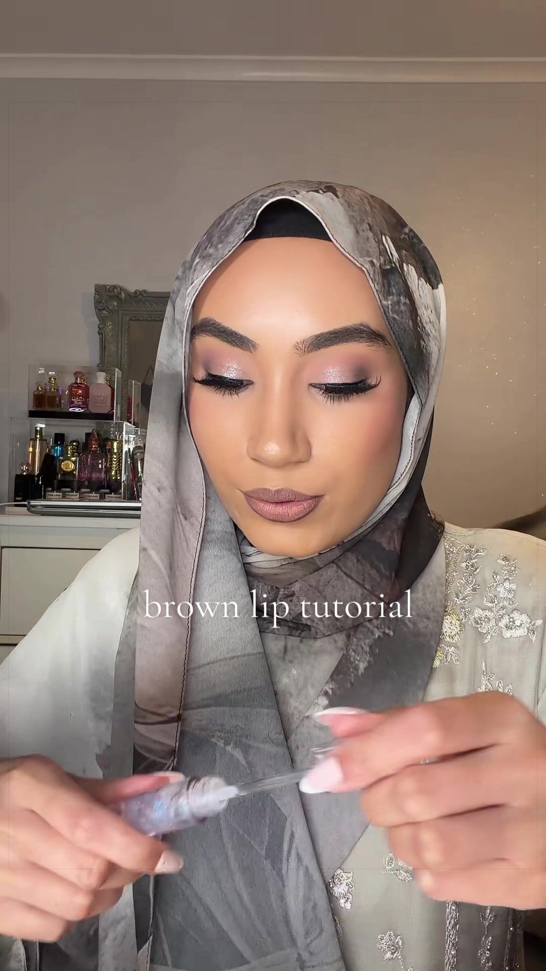 TikTok post by @mynameisrifah for Doll Beauty. Caption reads: [...] #gloss @Peaches & Cream liner set @Doll....