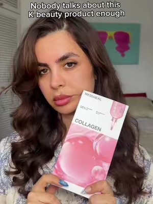 TikTok post by @princessfromkurdistan for Skin Seoul. Caption reads: Mediheal collagen ampoule pads are living in my....