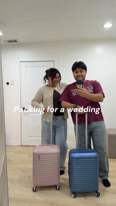 Instagram post by @yooedith for American Tourister. Caption reads: Pack for a wedding with my @amtourister suitcase....