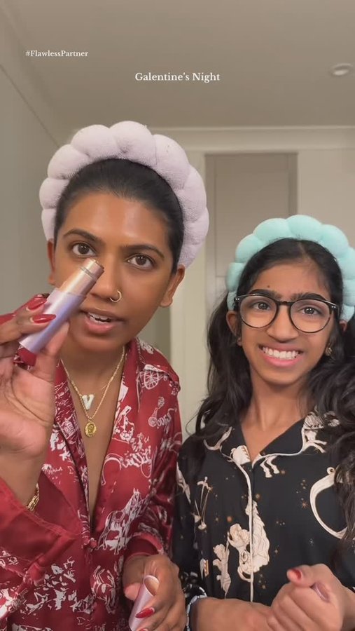 Instagram post by @queencitytrends for Finishing Touch Flawless. Caption reads: Galentine’s night with my girl with a little....