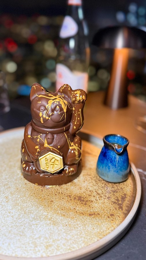 Instagram post by @welshclarebit for Lucky Cat. Caption reads: [...] sits on the dessert menu at the new....