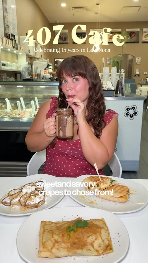 Instagram post by @state0fgracie for Orlando Collabs. Caption reads: I finally tried 407 Cafe in Lake Nona and as a....