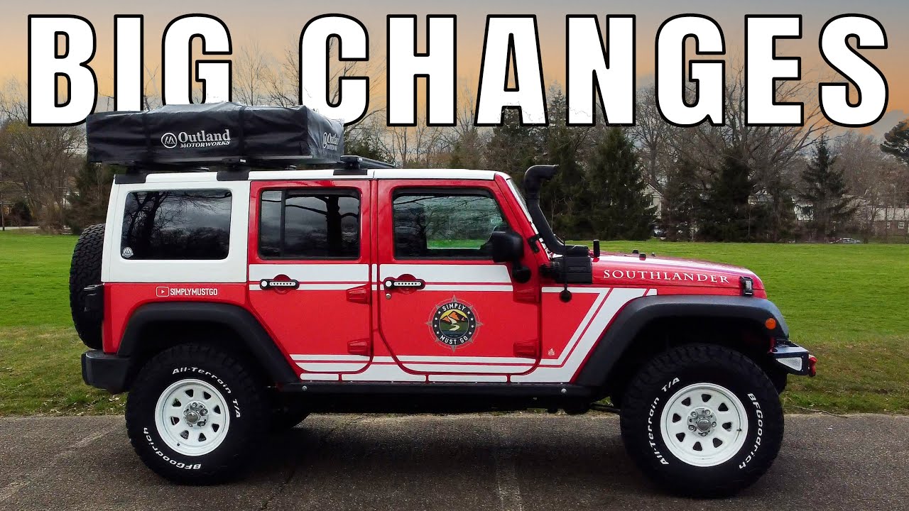 YouTube post by @SimplyMustGo for TEREN. Caption reads: My JKU Overlanding build gets a MAJOR Up Fit.