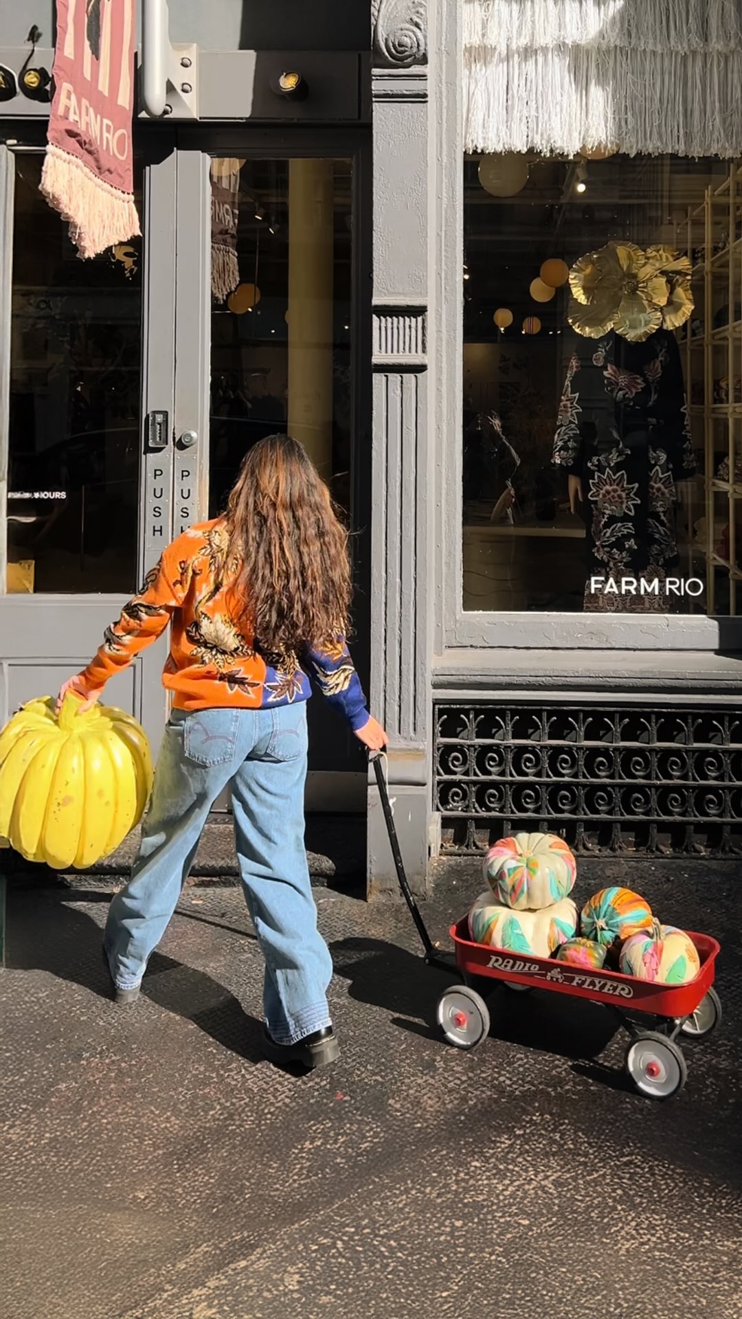 Instagram post by @cicaabeid for FARM Rio. Caption reads: Halloween gets a FARM Rio Twist. Stop by our Soho....