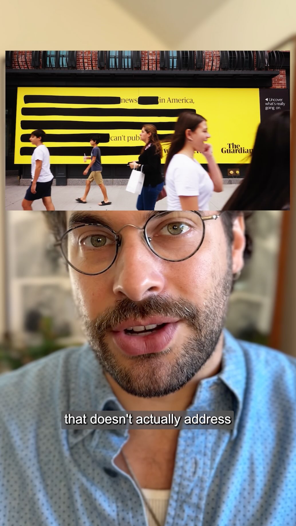 Instagram post by @michael__mezz for The Guardian. Caption reads: [...] whole picture to US-based readers.....