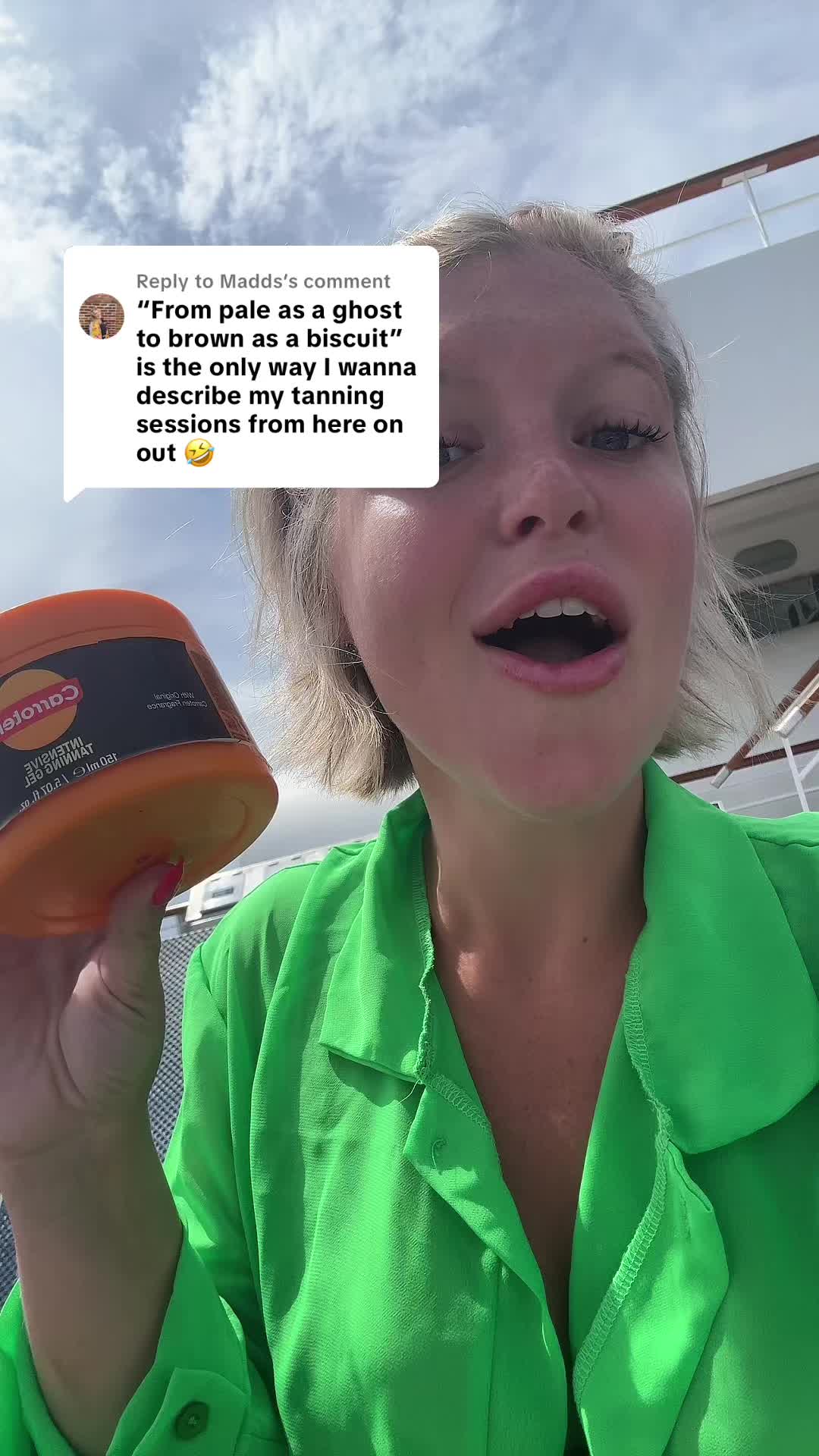 TikTok post by @cassiecsaylor for Carroten. Caption reads: [...] @Madds the only way to be this summer....