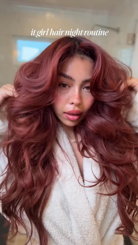 Instagram post by @hhheathermichelle for Aveda. Caption reads: [...] to get healthier and shinier hair using....