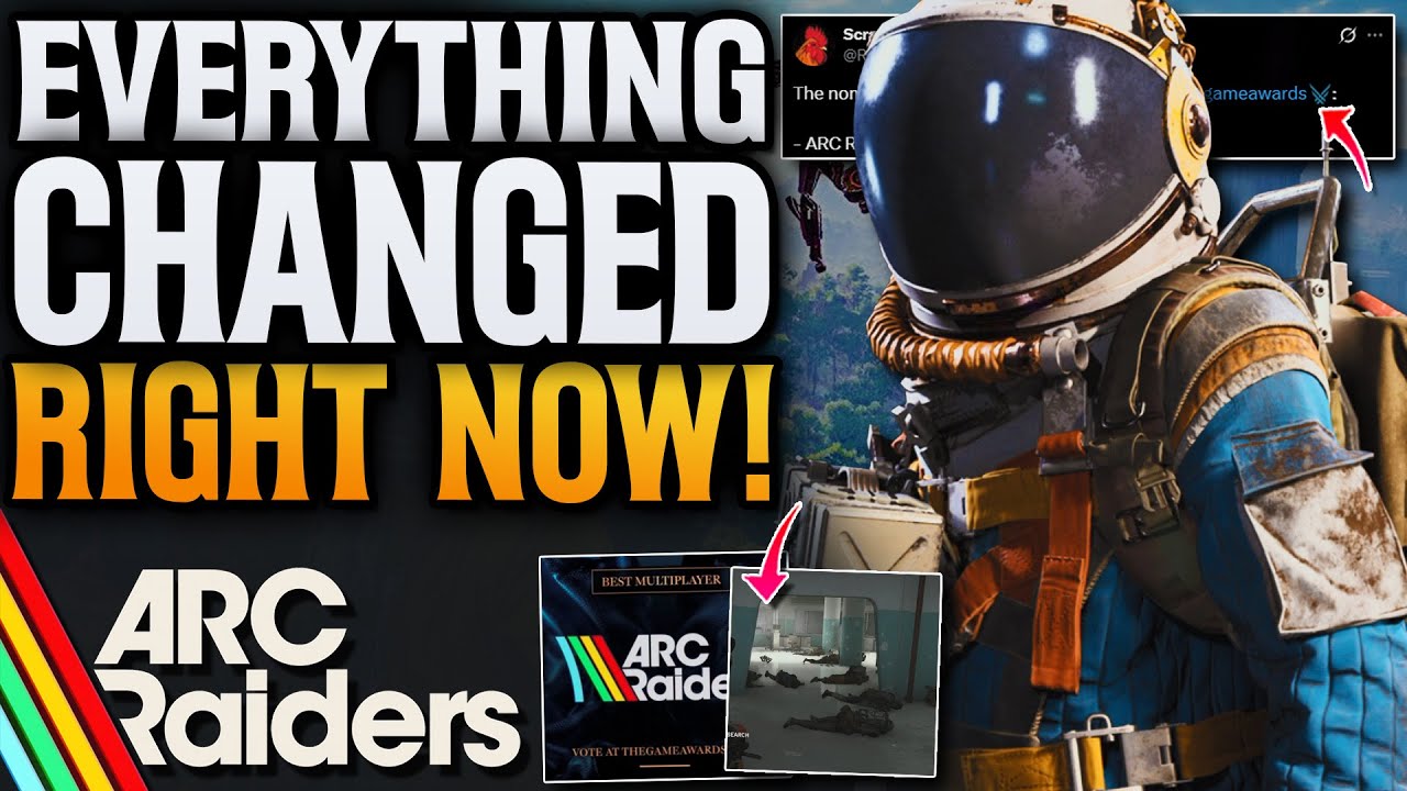 YouTube post by @cloudplays for Instant Gaming. Caption reads: ARC Raiders Big Changes! Game Awards & Trials....