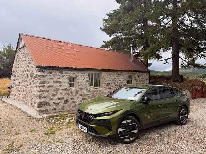 Instagram post by @dermotwhelanofficial for Peugeot. Caption reads: I took “Mossy Green” my new @peugeot_ireland 408....