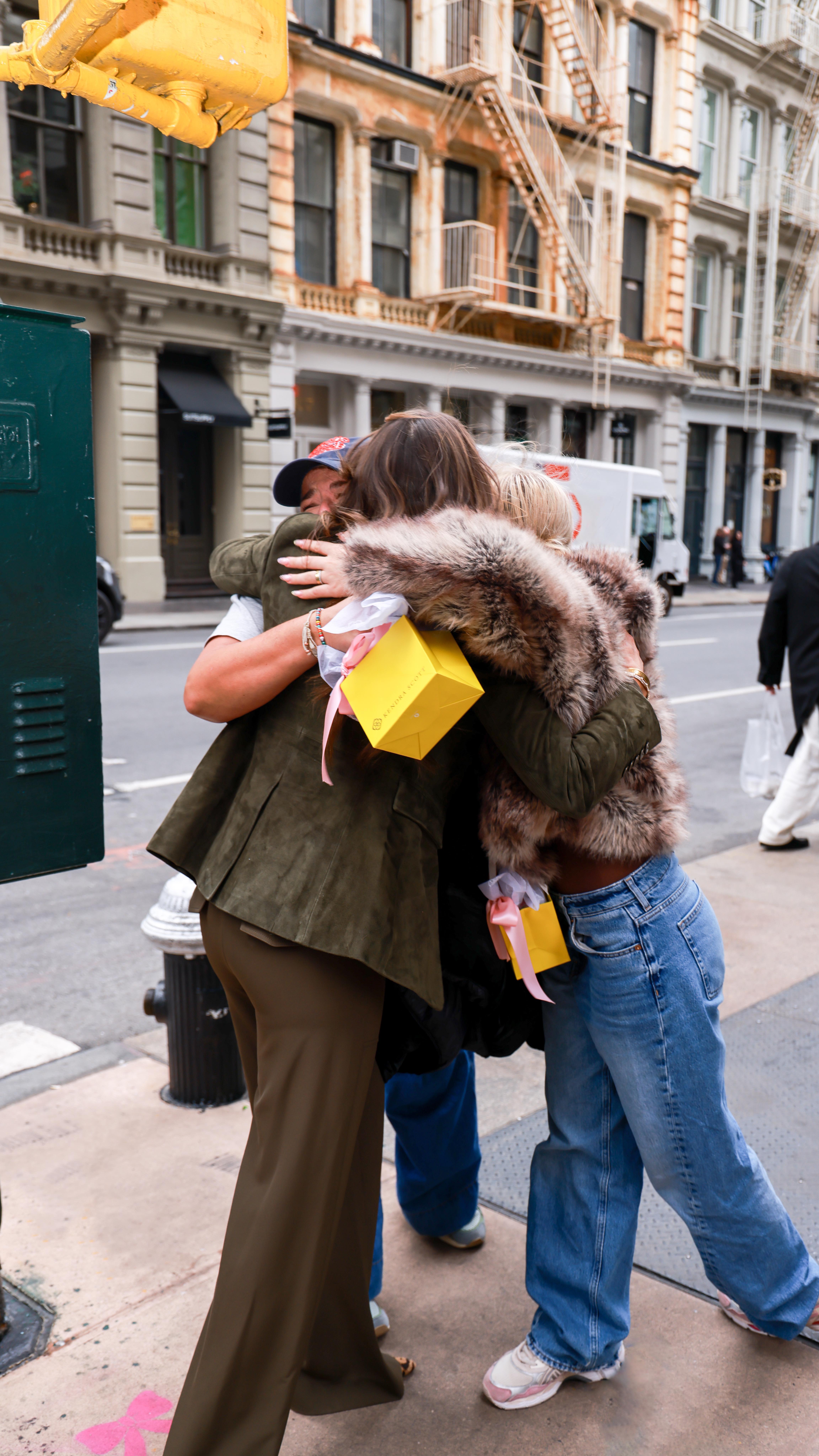 Instagram post by @officialkendrascott for Kendrascott. Caption reads: NYC! 🎀✨🏙️ We had the best time surprising....