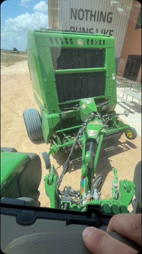 Instagram post by @sonnefarms for John Deere. Caption reads: [...] baling! #lookmanohands #sonnefarms....