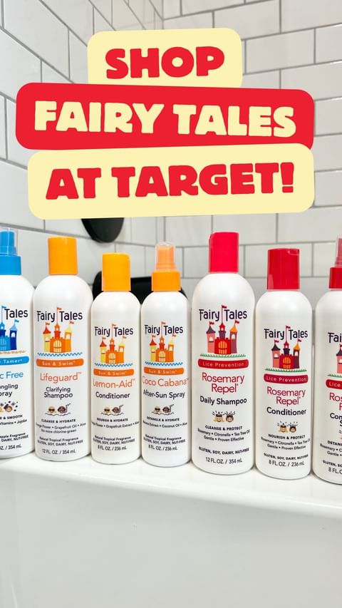 Instagram post by @catandjackbytarget for Fairy Tales Hair Care. Caption reads: #ad Fairy Tales has so many collections for all of....