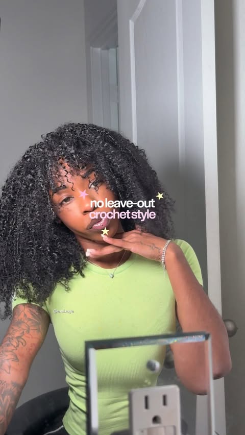 Instagram post by @mai.raye for QVR Hair. Caption reads: trying the no leave-out crochet method🫧 ft....