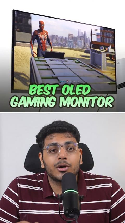 Instagram post by @lazyassassinyt for BenQ. Caption reads: Best OLED Gaming Monitor in India 🔥 BenQ Mobiuz....
