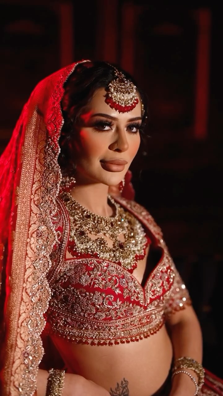 Instagram post by @weddingsby_amir_raj for The Beauty Crop. Caption reads: 🥀 RED REGAL BRIDAL 🥀

Showcasing this regal....