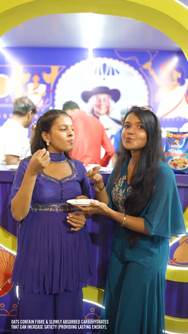 Instagram post by @bangaliflavours for Quaker Oats. Caption reads: This Ashtami at Dumdum Bharat Chakra, I met one of....