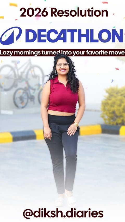 Instagram post by @diksh.diaries for Decathlon. Caption reads: Lazy mornings turned into my favorite move....
