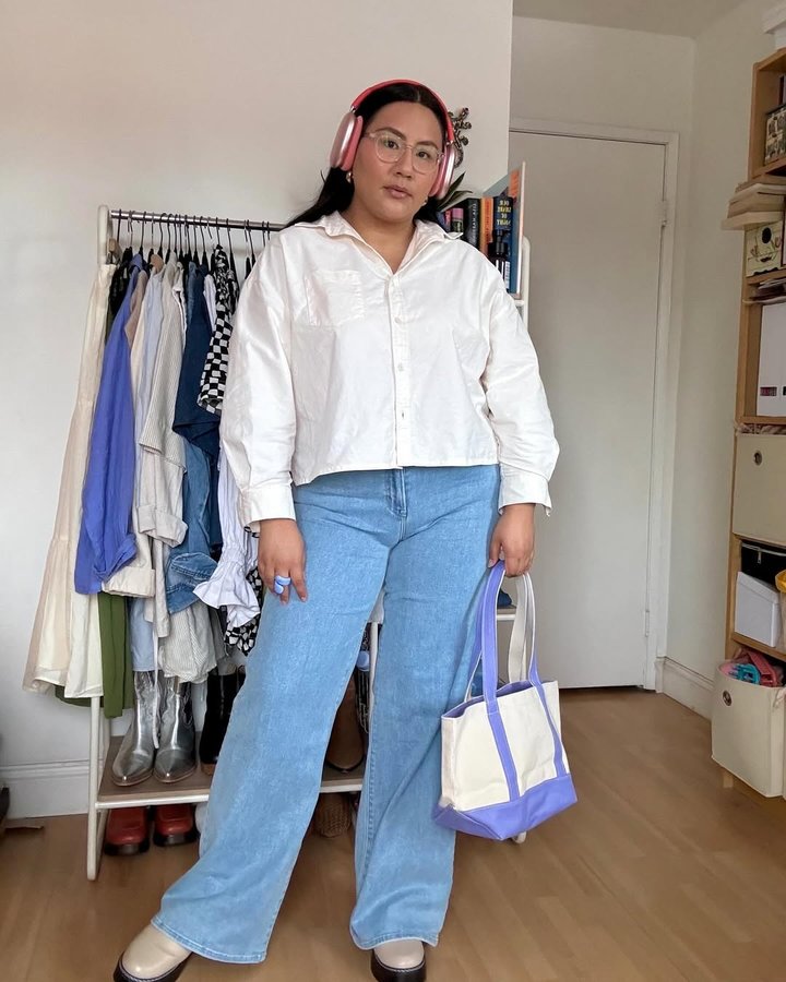 Instagram post by @vallerinagirl for Just Black Denim. Caption reads: [...] the cute + comfy palazzo jean from....