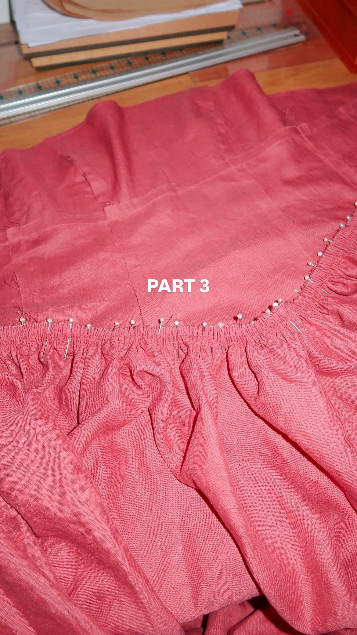 Instagram post by @georgias_portfolio for The Fabric Store. Caption reads: Sew a wedding guest dress with me!! 

Fabric is....