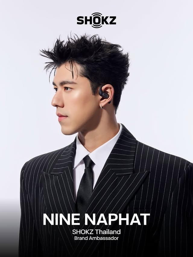 Instagram post by @naphat_nine for Shokz. Caption reads: My honor. SHOKZ Thailand Brand Ambassador #SHOKZ....