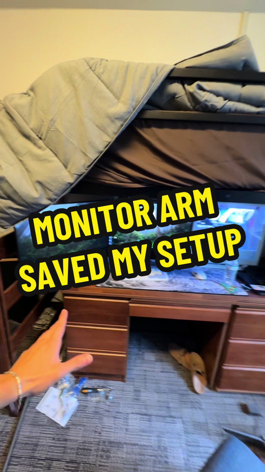 TikTok post by @bliptech for HUANUO. Caption reads: [...] #gamingsetup #dormtour #pctips @HUANUO .