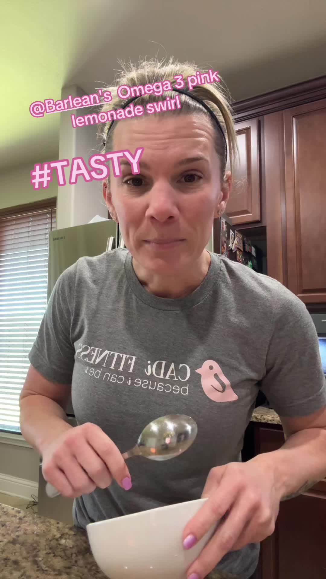 TikTok post by @thamillsfam for Barlean's. Caption reads: [...] because of the taste. Well check @Barlean's....