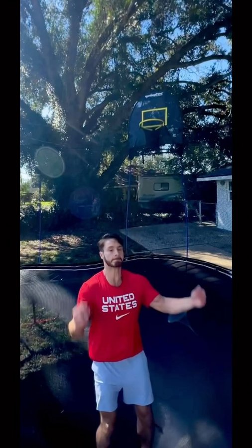 Instagram post by @aliaksei_shostak for Springfree Trampoline. Caption reads: [...] to announce my partnership with....