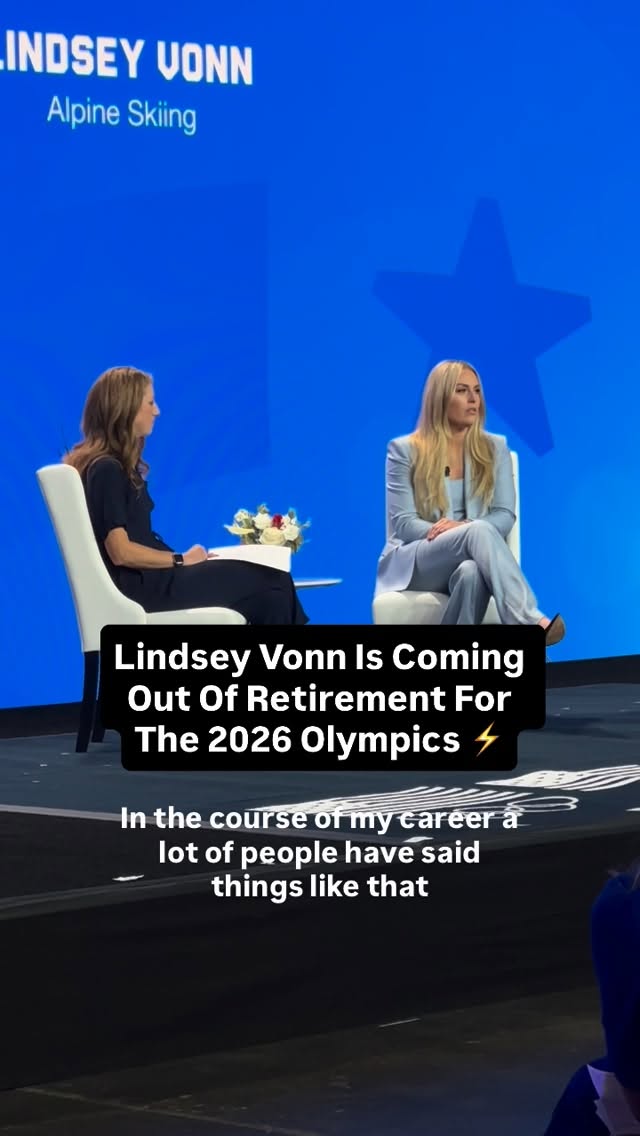 Instagram post by @courtneyhark for Women's Health. Caption reads: @lindseyvonn is officially aiming her skis at....