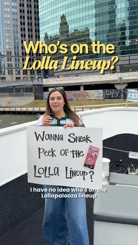 Instagram post by @kayleejochicago for Lollapalooza. Caption reads: Tiny taste of the @lollapalooza line up… literally....