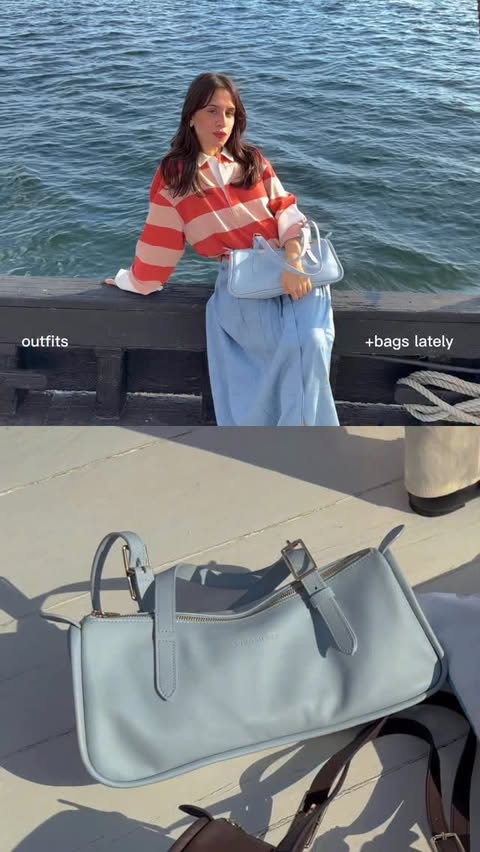 Instagram post by @rebecaoksana for Longchamp. Caption reads: anzeige | outfits + bags from my @longchamp....