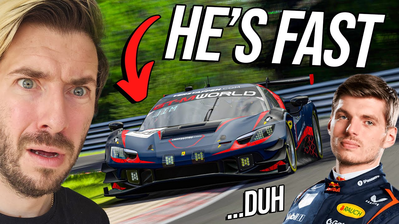 YouTube post by @Jimmy_Broadbent for MOZA Racing. Caption reads: Can I Beat Max Verstappen's Insane Nurburgring....