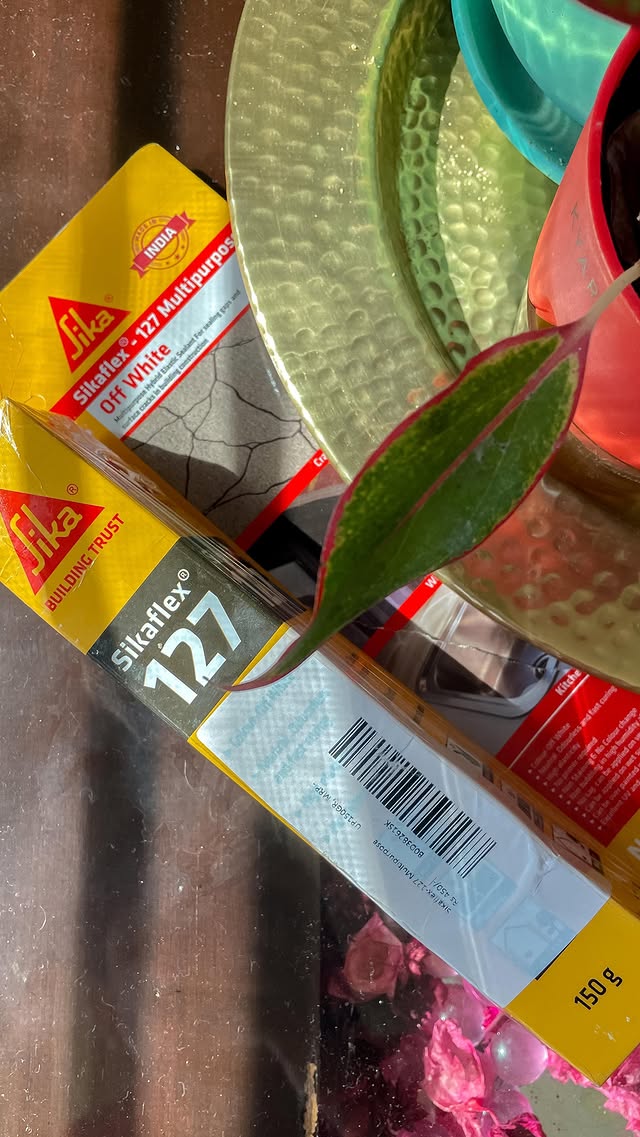 Instagram post by @ahomeofhappiness for The Pianosa Project. Caption reads: Sikaflex 127 is the ultimate solution for all your....