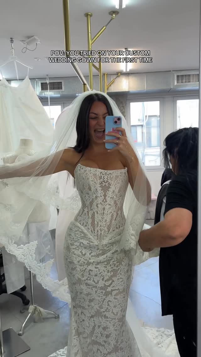 Instagram post by @yaelusch for Galia Lahav. Caption reads: [...] “YAELUSCH” gown - Available now at....