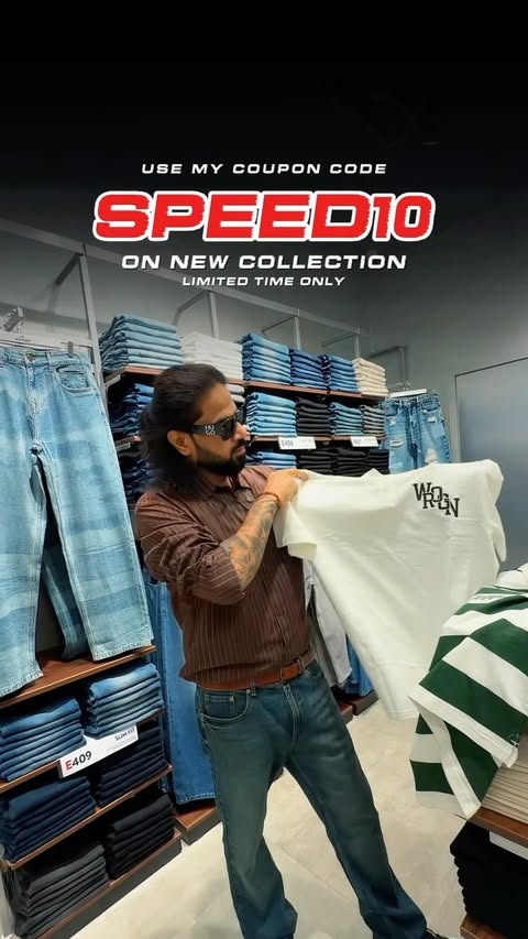 Instagram post by @mrspeed_tm for Wrogn. Caption reads: [...] @1599, Tshirts @999, Denims @1999 @staywrogn....