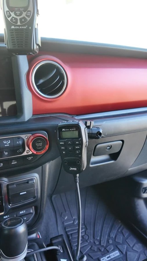 Instagram post by @lone.rubicon for Midland Radio. Caption reads: No better combo than a....