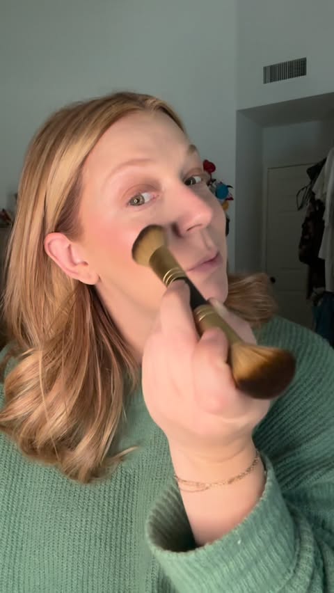 Instagram post by @lovingbeautyandlife for – Laura Geller. Caption reads: Okay but THIS blush just makes my skin look happy....