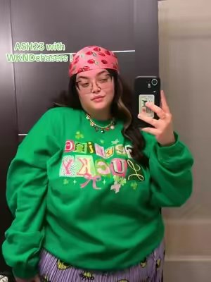 TikTok post by @ashcurvyfashion for WKND Chasers. Caption reads: @WKND Chasers peep the alien plisse pants 👀 👽....