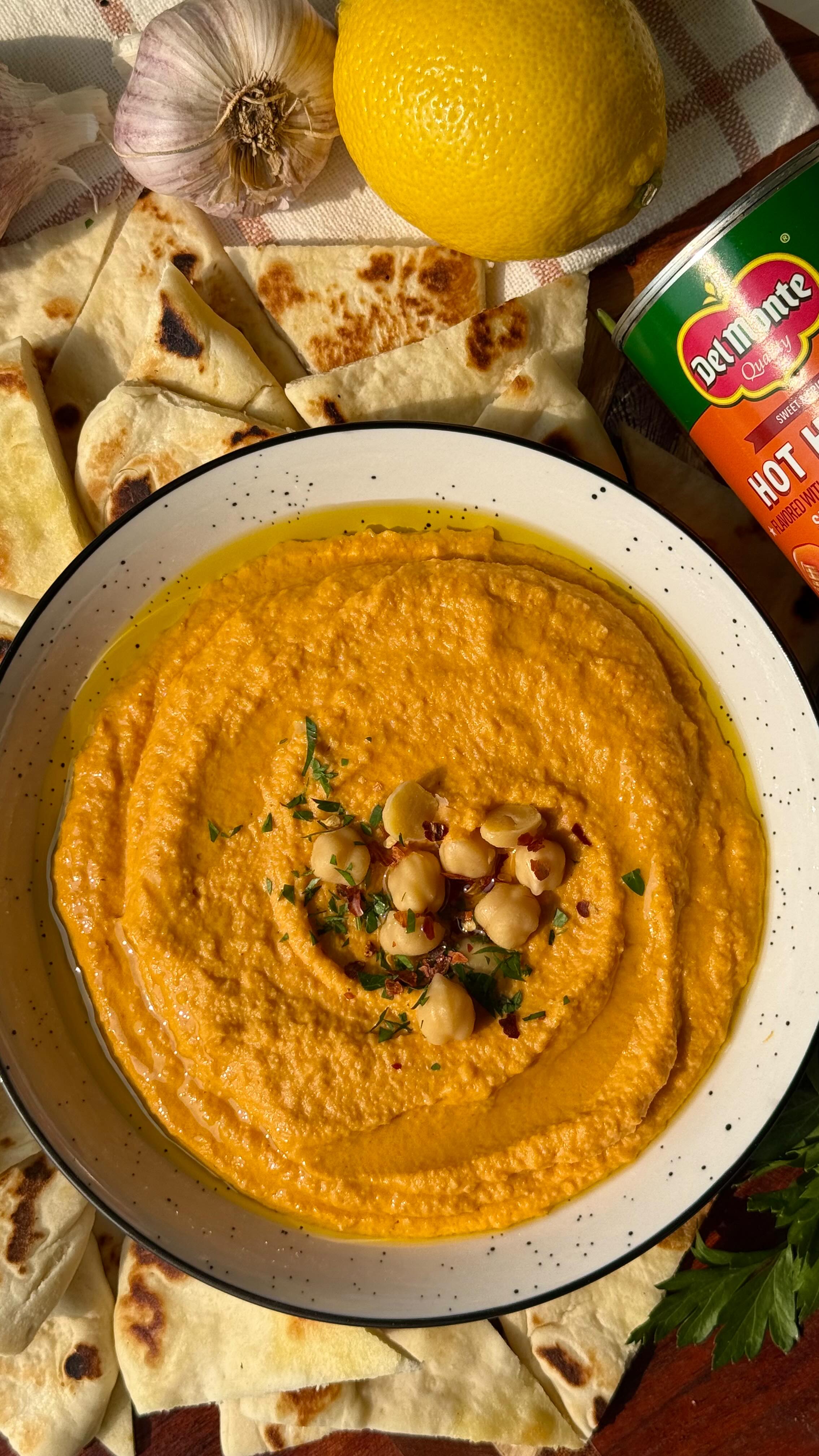 Instagram post by @foodiefromvt for Del Monte. Caption reads: Want a flavorful snack that’s ready in 5 min? Can....