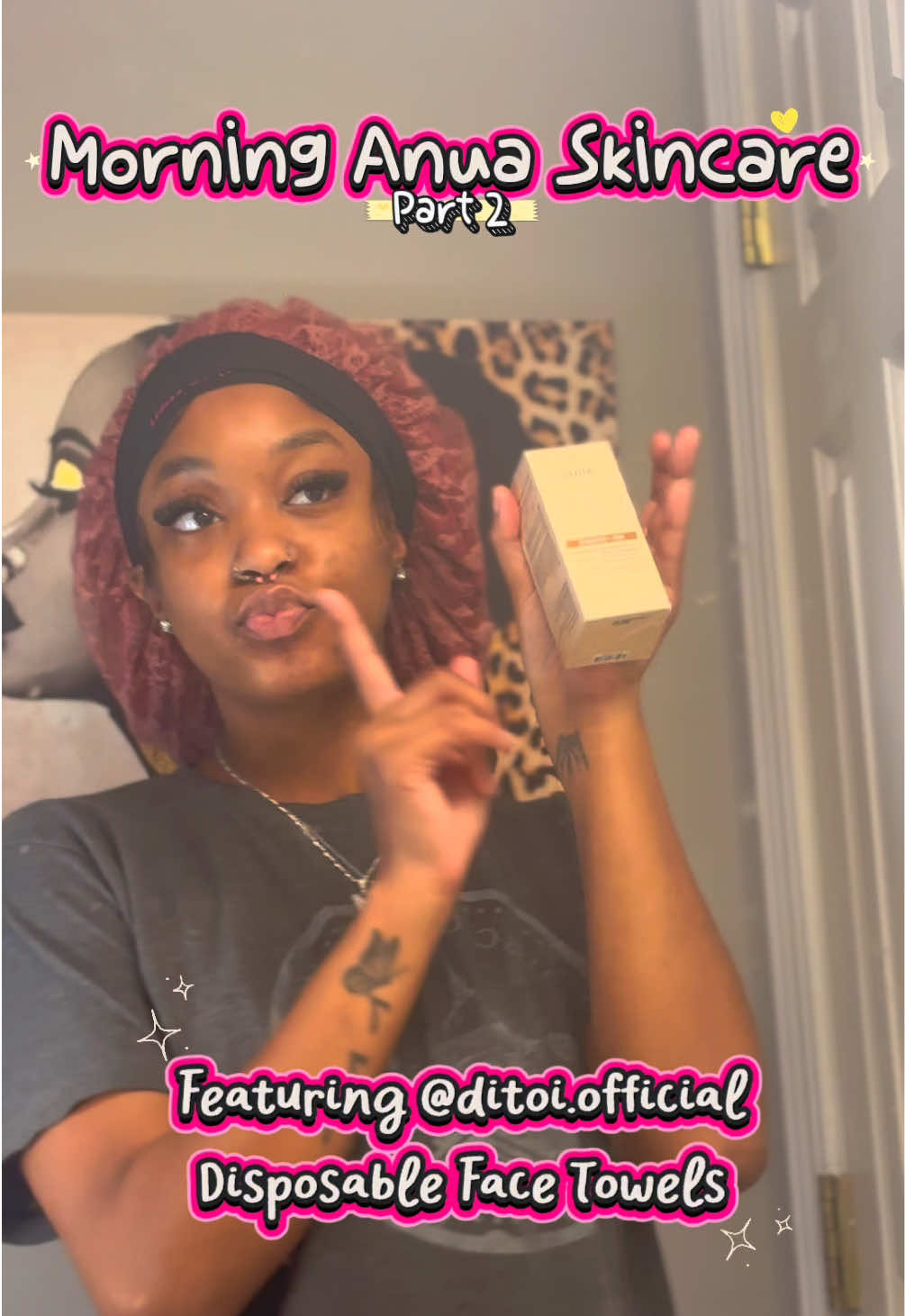TikTok post by @dmvmadds for Ditoi Face Towels. Caption reads: Morning Anua Skincare Part 2: Using @Ditoi Face....