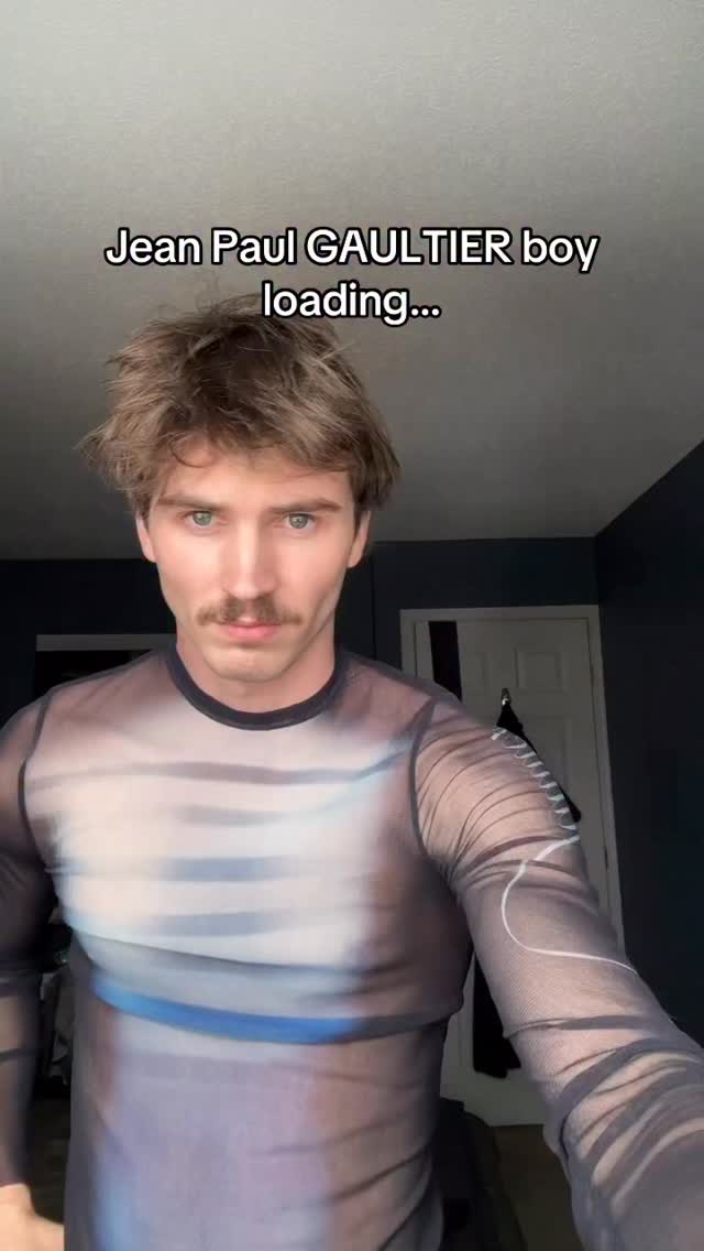 Instagram post by @darbleymiller for JeanPaulGaultier. Caption reads: @jeanpaulgaultier boy loading….