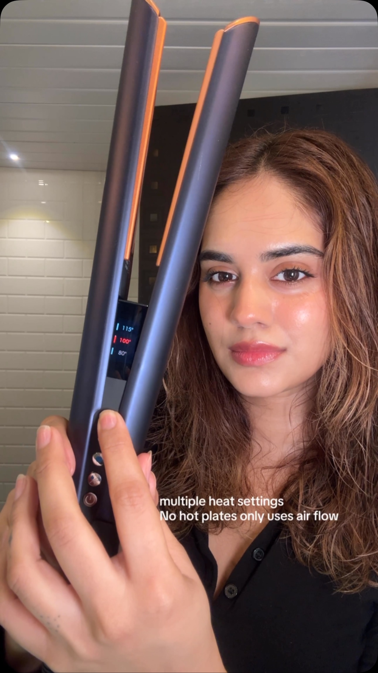 Instagram post by @thecozyvibe for Dyson. Caption reads: The easiest blow dry of my life 🫶🏻 
Tired the....