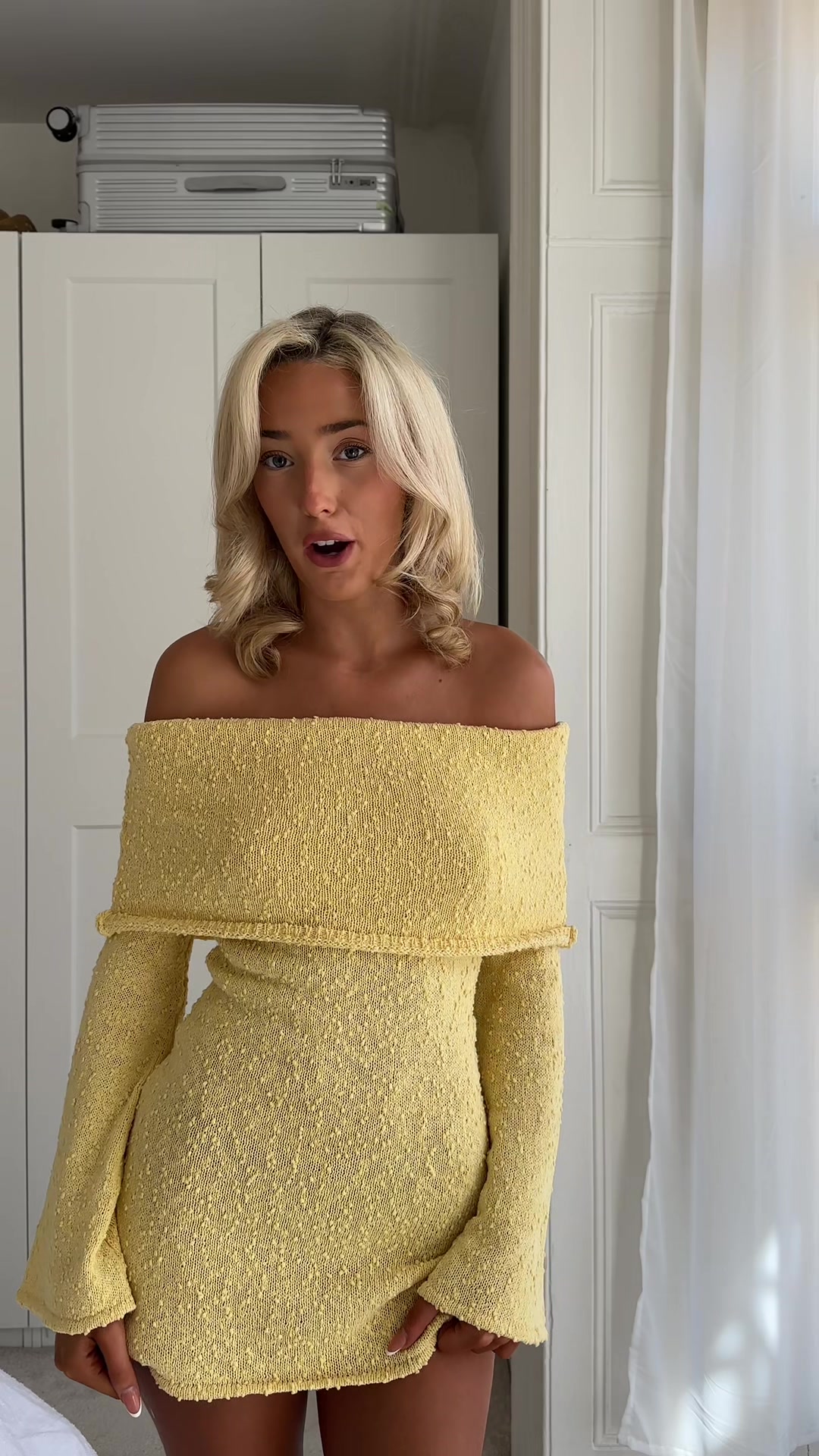 TikTok post by @4ll3gr4a for OH POLLY. Caption reads: [...] this new knit collection… @Oh Polly ✨.