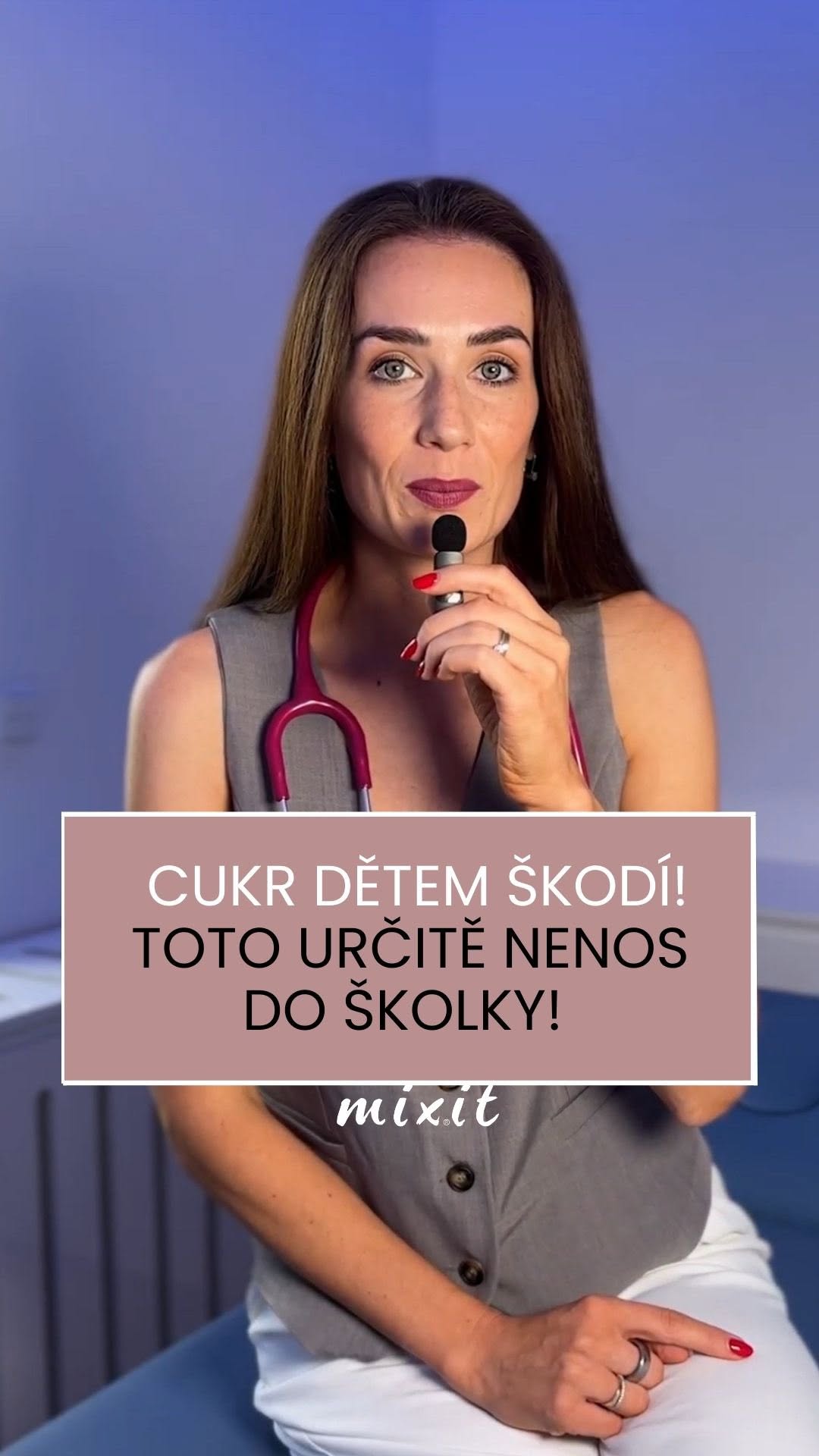 Instagram post by @lecimdeti for Mixit. Caption reads: ❗️NEDĚLEJ TUTO CHYBU!❗️

🍭PŘIDANÝ CUKR DĚTEM....