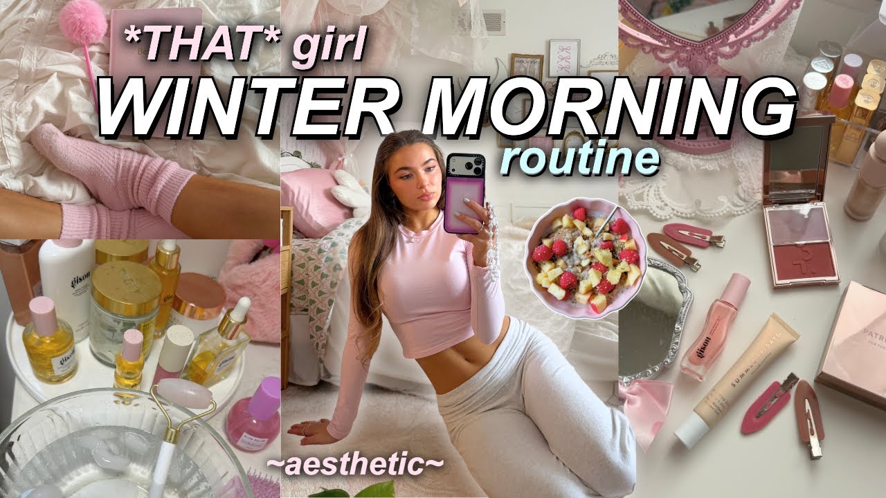 YouTube post by @sophiediloreto for Vsco. Caption reads: 7AM winter *THAT GIRL* morning routine ❄️cozy....