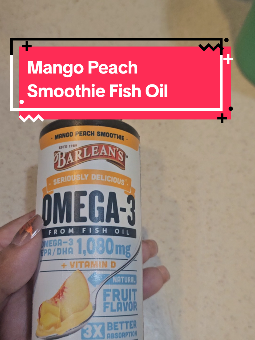 TikTok post by @nafis1824 for Barlean's. Caption reads: Omega 3 Mango Peach Smoothie Fish Oil @Barlean's....