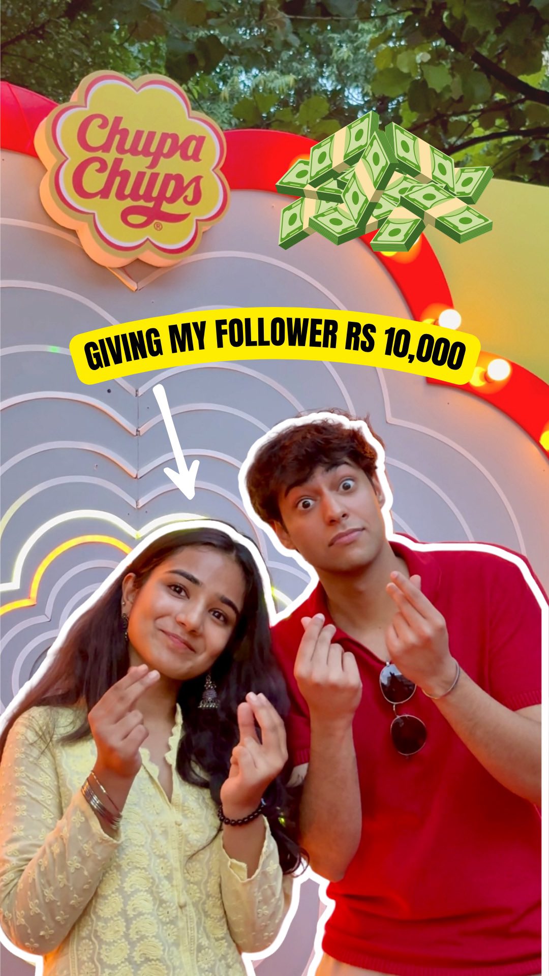 Instagram post by @mahir_malhotra for Chupa Chups. Caption reads: The biggest challenge yet at the end🤑💰

Giving....