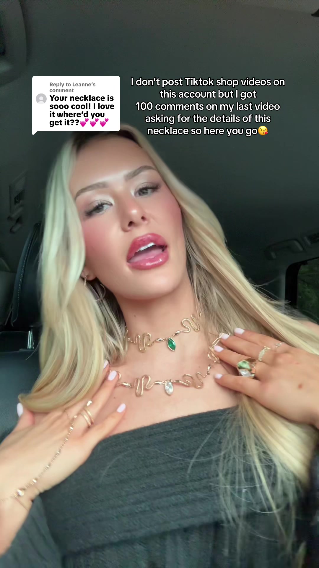 TikTok post by @thatblondechiick for Ettika. Caption reads: [...] P.S. its on sale right now 20% off😍🐍 ....