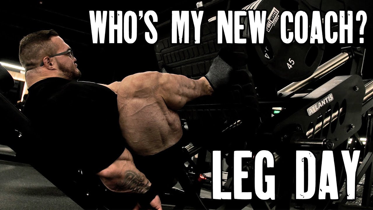 YouTube post by @NickWalker39 for Megafit Meals. Caption reads: Nick Walker | Who's My New Coach? LEG DAY.