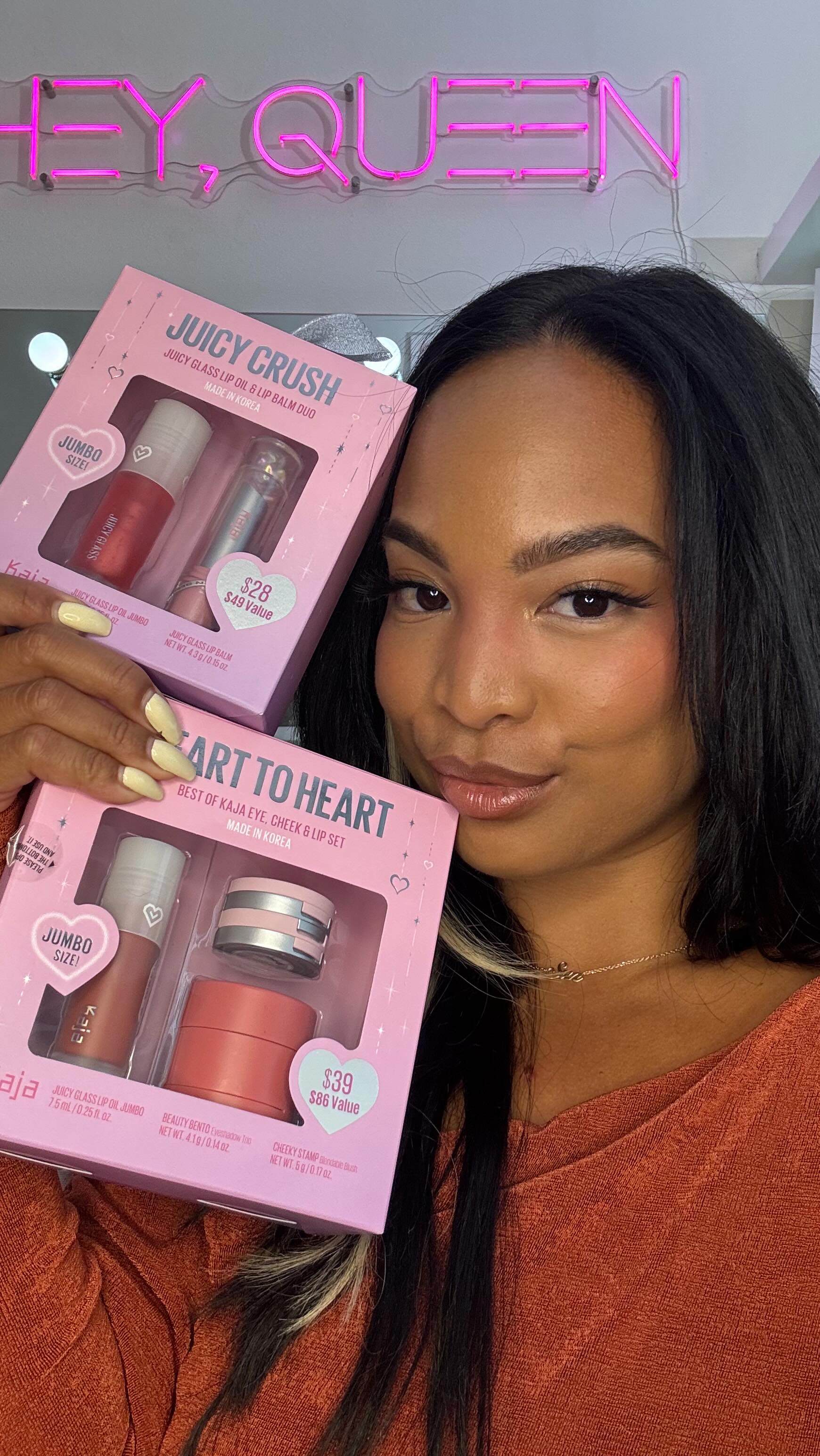 Instagram post by @thealiyajanell for Kaja Beauty. Caption reads: Trick or treaaaat, these new sets from @kajabeauty....