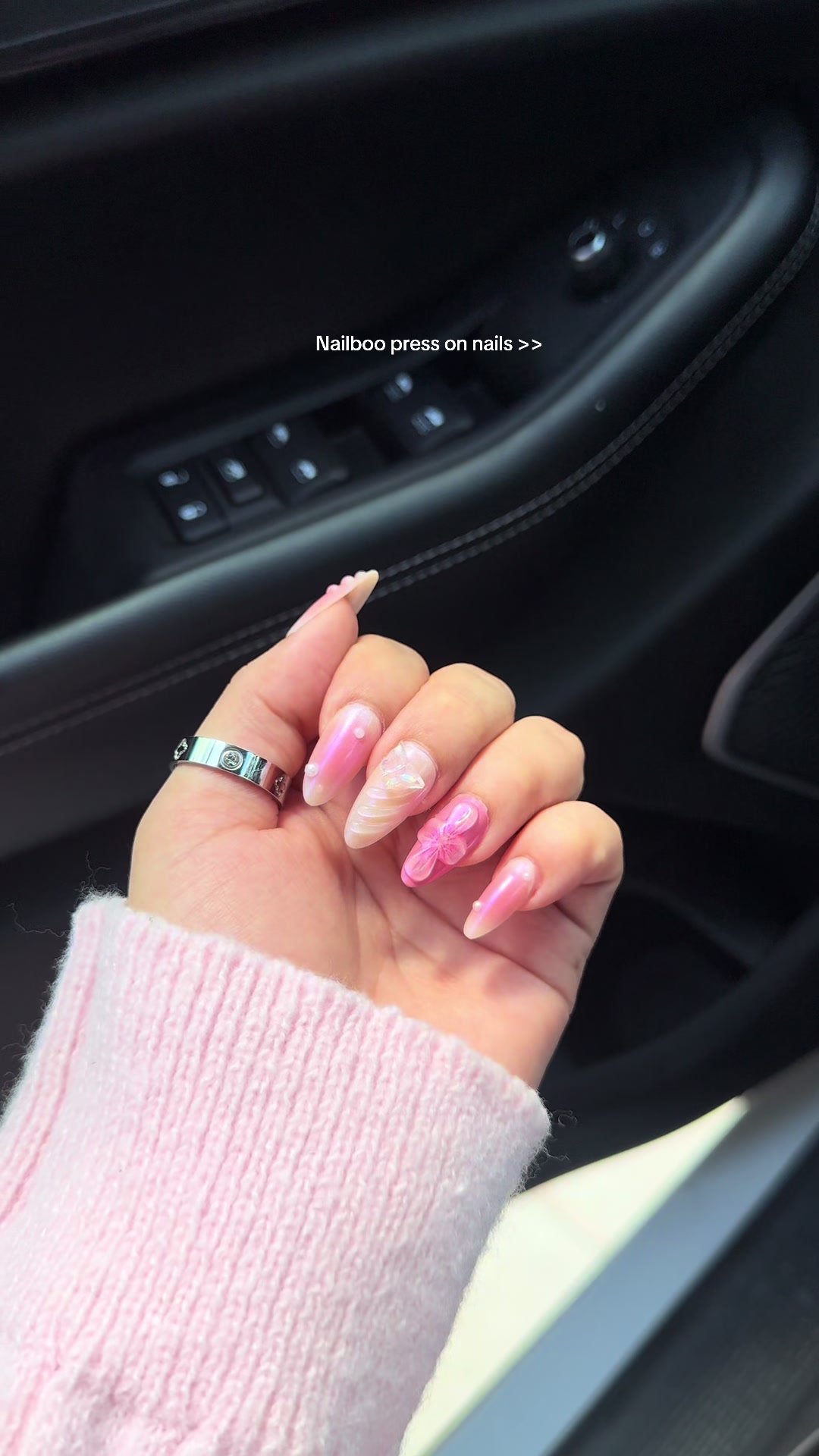 TikTok post by @yulissaas_ for Nailboo. Caption reads: The perfect set for summer 😮‍💨🌸💓 @Nailboo....